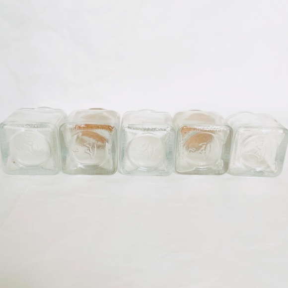 Set/Lot of 5 Pcs Vtg Apothecary / Spice Glass Jars With Stoppers - Picture 3 of 6